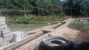 Irrigation canals in her farm