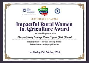 Certificate of Award